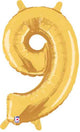 Gold Number 9 14″ Balloon