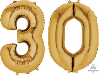 Gold Number Bunch 30 34″ Foil Balloon by Anagram from Instaballoons