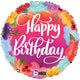 Happy Birthday Bright Flowers 18″ Balloon