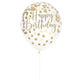 Happy Birthday Clear with Gold Confetti 12″ Latex Balloons (6 count)