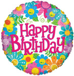 Happy Birthday Flowers 18″ Foil Balloon by Convergram from Instaballoons