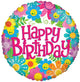 Happy Birthday Flowers 18″ Balloon