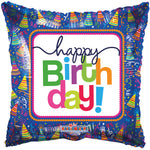 Happy Birthday Party Hats (requires heat-sealing) 9″ Foil Balloons by Convergram from Instaballoons