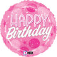 Happy Birthday Pink Sparkle Dots 18″ Balloon