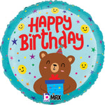 Happy Birthday Smiley Bear 18″ Foil Balloon by Betallic from Instaballoons