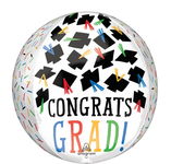 Hats Off Congrats Grad Orbz 16″ Foil Balloon by Anagram from Instaballoons