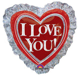 I Love You Heart Ruffle Holographic Balloon 28″ Foil Balloon by Anagram from Instaballoons