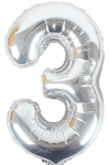 Silver Number 3 16" Balloon