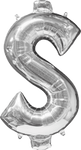 Silver Dollar Sign $ Symbol 16" Balloon