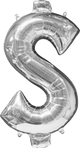 Silver Dollar Sign $ Symbol 16" Balloon