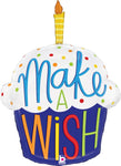 Make a Wish Birthday Cupcake 28″ Foil Balloon by Betallic from Instaballoons