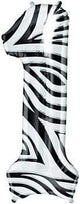 Zebra animal Print   Number 1 34" Balloon