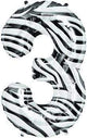 Zebra animal Print   Number 3 34" Balloon