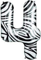 Zebra animal Print   Number 4 34" Balloon