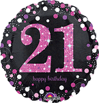 Pink Celebration 21 Holographic 18″ Foil Balloon by Anagram from Instaballoons