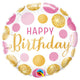 Birthday Pink & Gold Dots 18″ Balloon