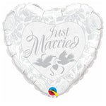 Just Married - Pearl White & Silver 18″ Balloon