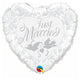 Just Married - Pearl White & Silver 18″ Balloon