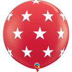 Red Big Stars a Round 36″ Latex Balloons by Qualatex from Instaballoons