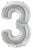 Silver Number 3 53″ Foil Balloon by Betallic from Instaballoons