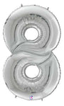 Silver Number 8 53″ Foil Balloon by Betallic from Instaballoons