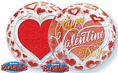 Valentine's Red Hearts Bubble 22″ Foil Balloon by Qualatex from Instaballoons