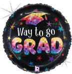 Way to Go Grad Disco Stars 18″ Foil Balloon by Betallic from Instaballoons