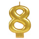 Number 8 Metallic Gold Candle