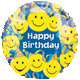 Happy Birthday Smiley Faces Globo Valor 18″