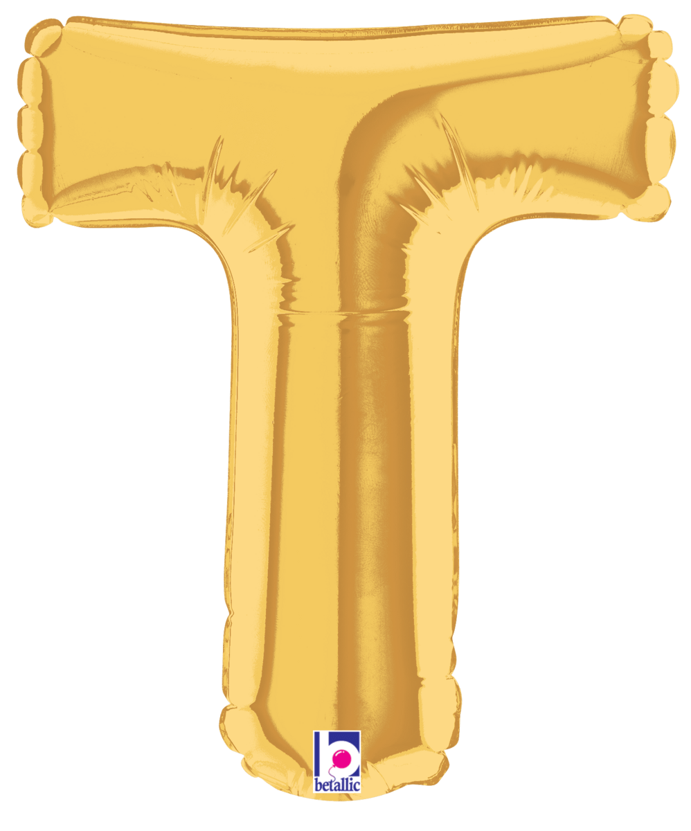 Gold Letter T (requires heat-sealing) 7″ Balloon