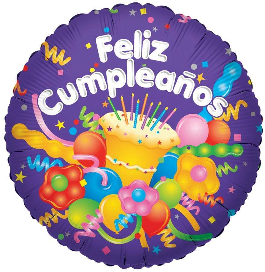 Feliz Cumpleaños Pastel & Serpentinas De Fiesta 18″ Balloon 