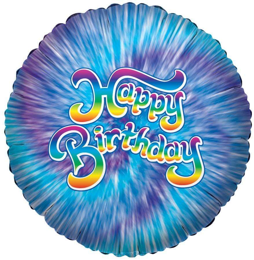 Set Of 3 Happy Birthday Tie Dye 18'' Balloons Party Decorations