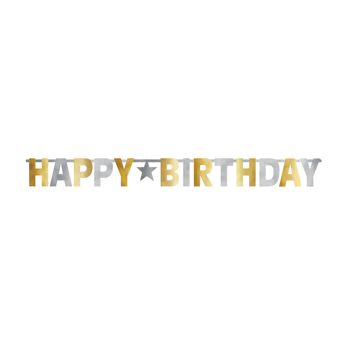 Happy Birthday Silver & Gold Giant Letter Banner – instaballoons Wholesale