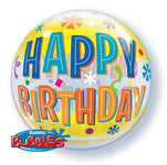 Qualatex Birthday Fun & Yellow Bands 22″ Bubble Balloon