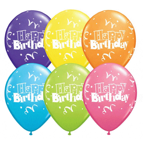 11 Birthday Streamers & Stars Latex Balloons – Funtastic Balloon Creations