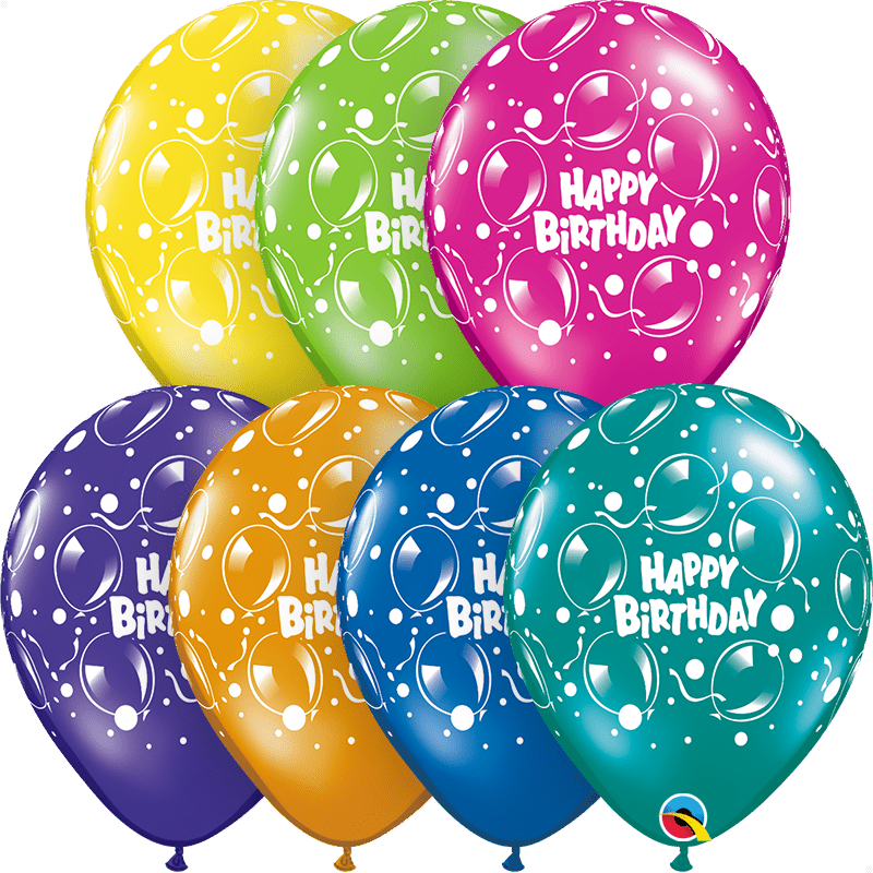 50 Ballons 11 Joyeux Anniversaire Sparkling Assortment Fantasy - Qualatex  - Abc PMS