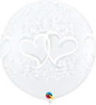 Diamond Clear Entwined Hearts 36″ Latex Balloons (2 count)