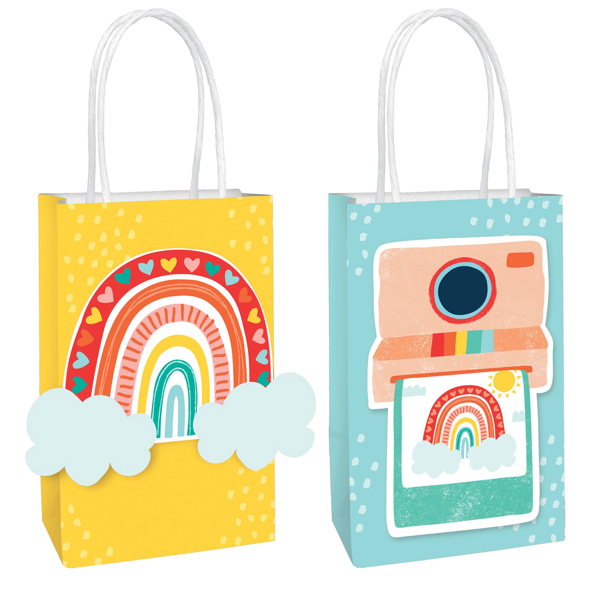 Retro Rainbow Kraft Bags (8 count)