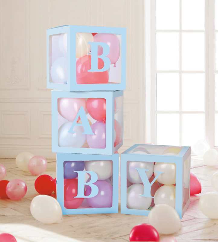 Blue Baby Shower 12″ Balloon Boxes (4 count) – instaballoons Wholesale