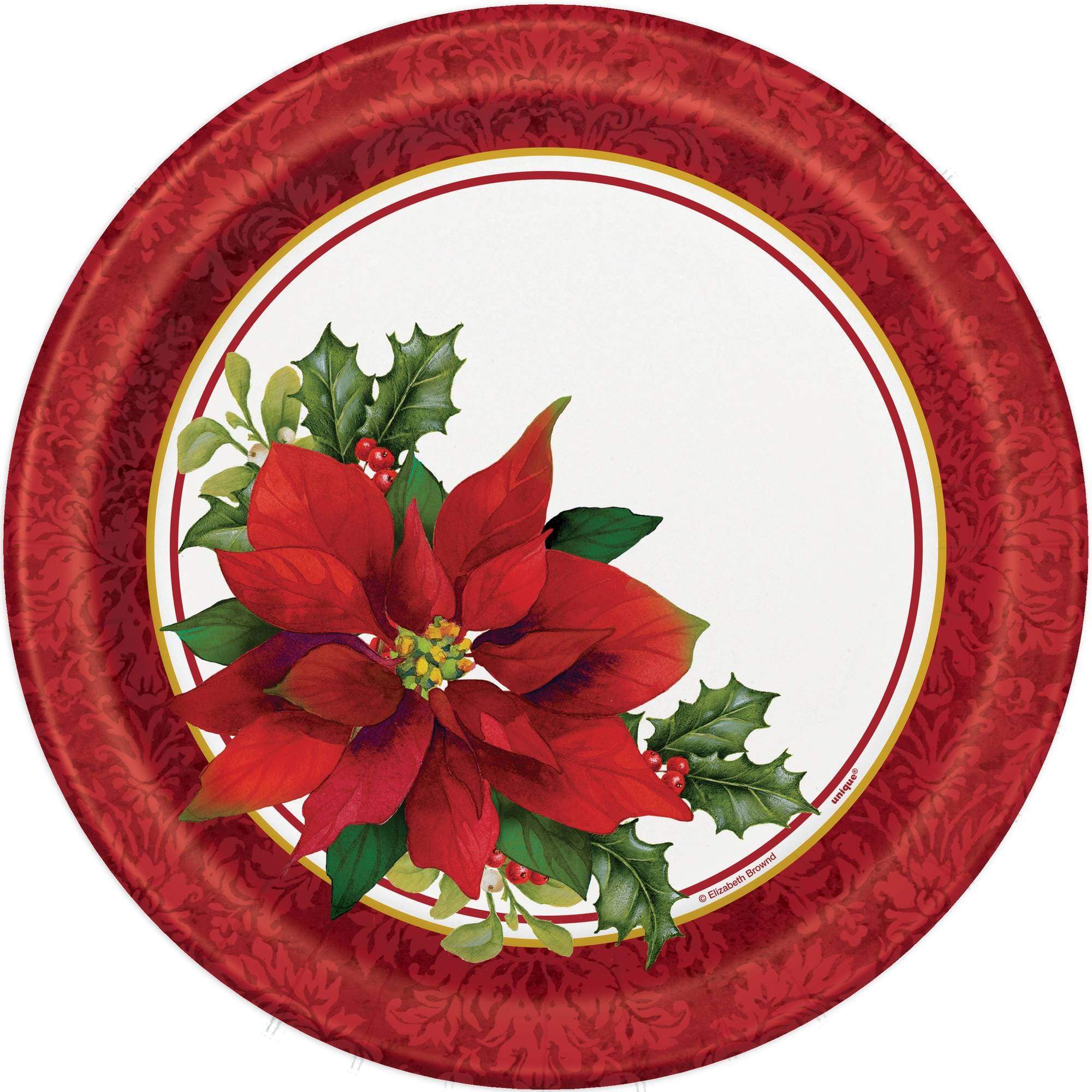 Christmas Holly Paper Plates, 24 ct