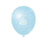 Light Blue Happy Birthday 12″ Latex Balloons (8)