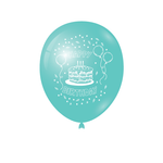 Turquoise Happy Birthday 12″ Latex Balloons (8)