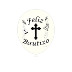 White Feliz Bautizo 12″ Latex Balloons (8)